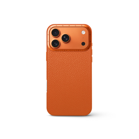 iPhone 17 手機殼 - 全粒面皮革 - 橘色
