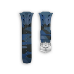 Load image into Gallery viewer, Blue camouflage watch strap with silver buckle