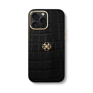 Golden Concept - iPhone 15 Case - Leather - Embossed Croco Logo