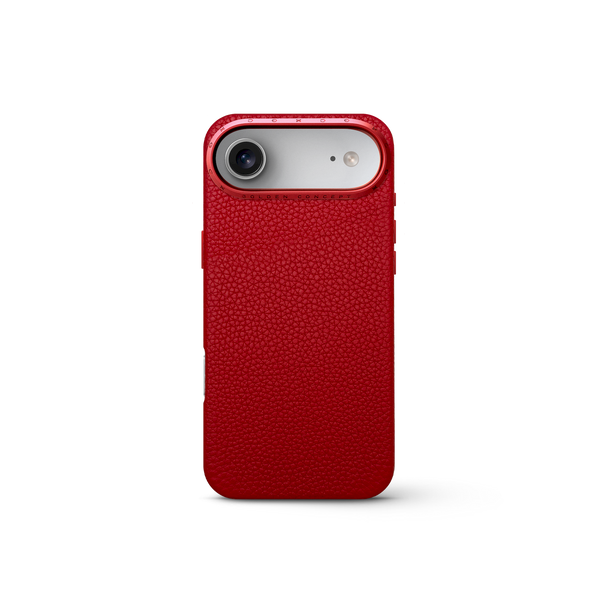 iPhone 17 手機殼 - 全粒面皮革 - 櫻桃紅