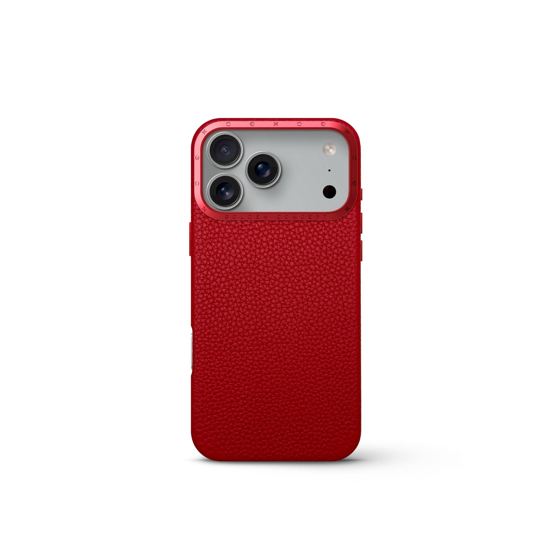 iPhone 17 手機殼 - 全粒面皮革 - 櫻桃紅