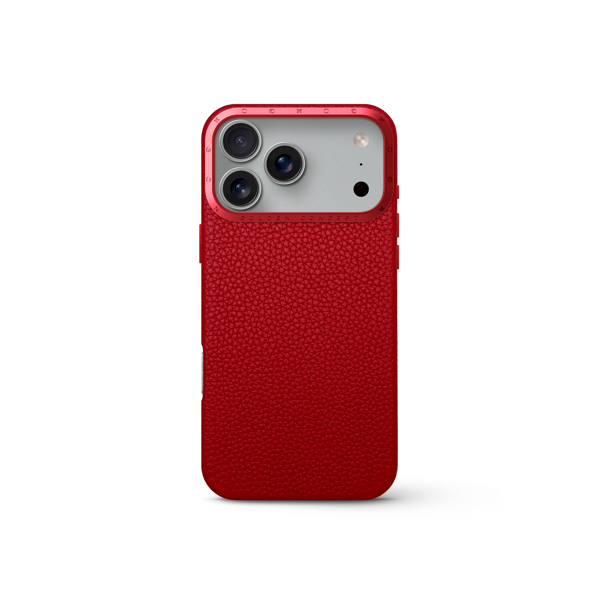 iPhone 17 手機殼 - 全粒面皮革 - 櫻桃紅