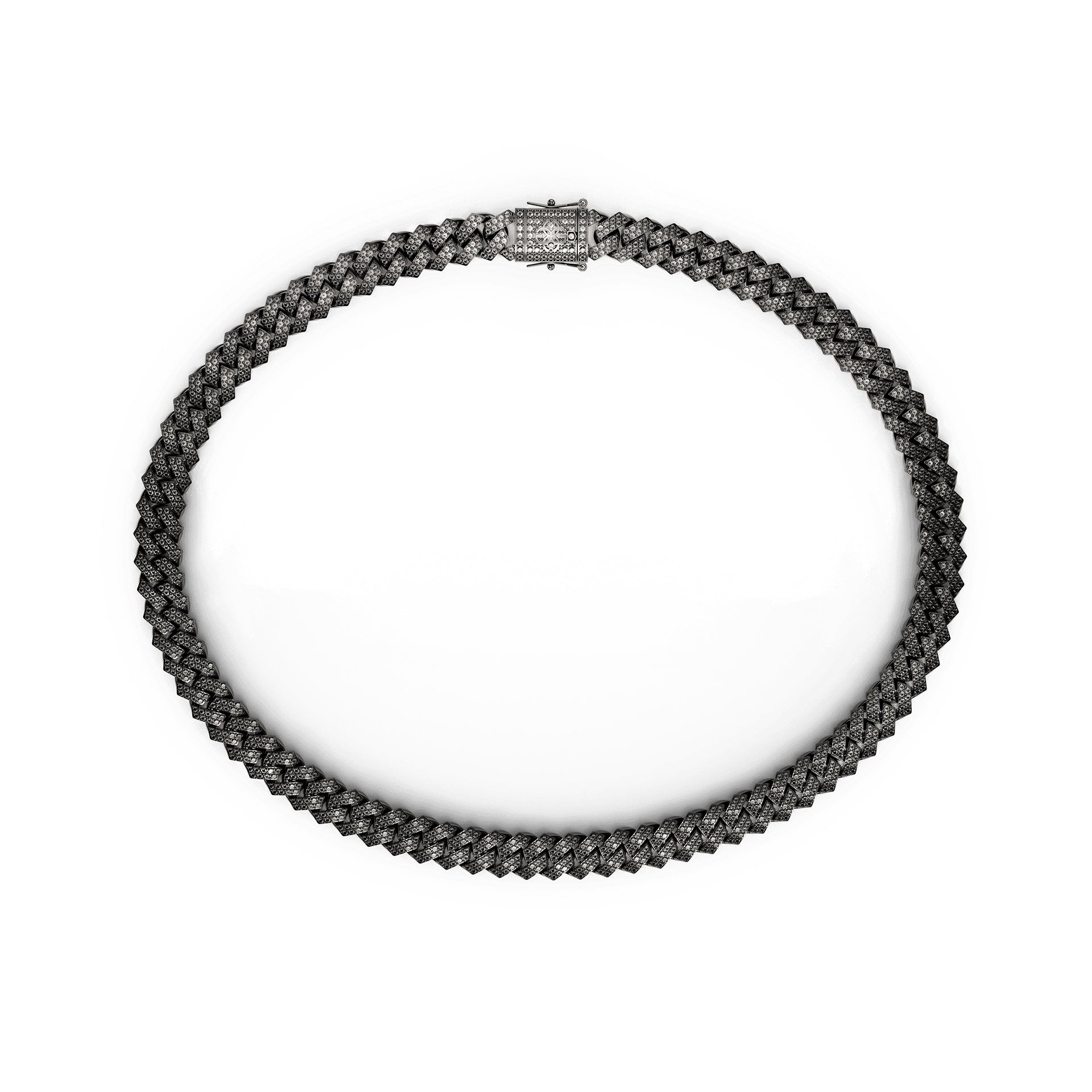 Necklace - Cuban Iced - Black