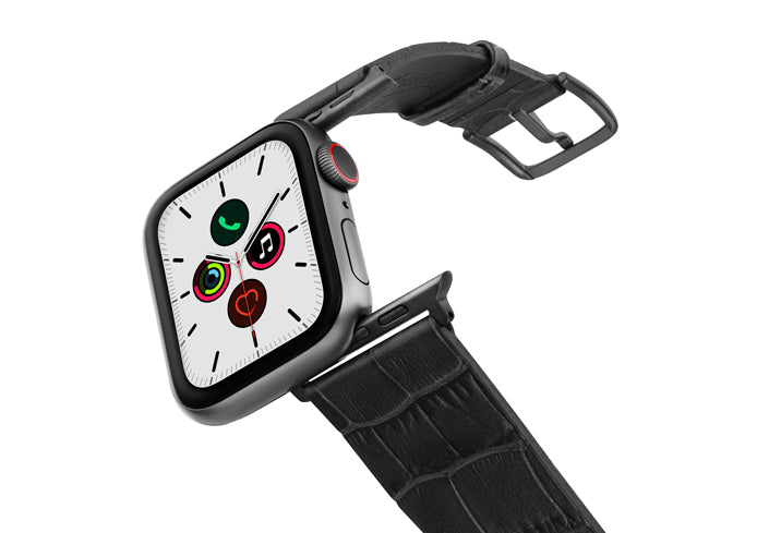 Meridio - Apple Watch Leather Strap - Reptilia Collection - Pitch Black