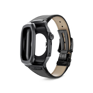 Apple Watch 7 - 9 表壳 - 皇家 - 皮革 - 黑色