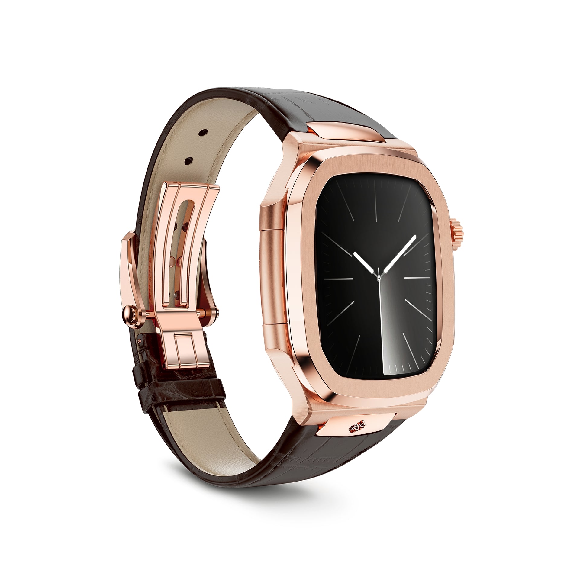 Apple Watch 7 - 9 錶殼 - RO45 - 皮革 - 玫瑰金 - 棕色
