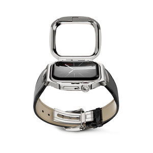 Apple Watch 7 - 9 錶殼 - 皇家 - 皮革 - 銀色