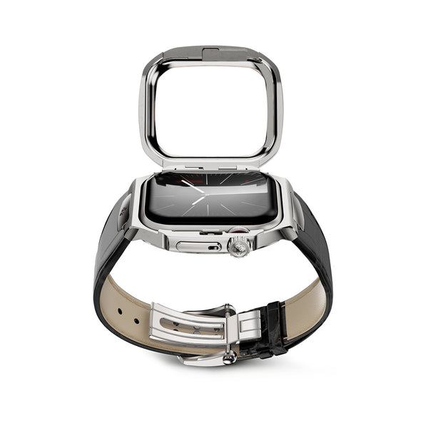 Apple Watch 7 - 9 表壳 - RO45 - 皮革 - 银色