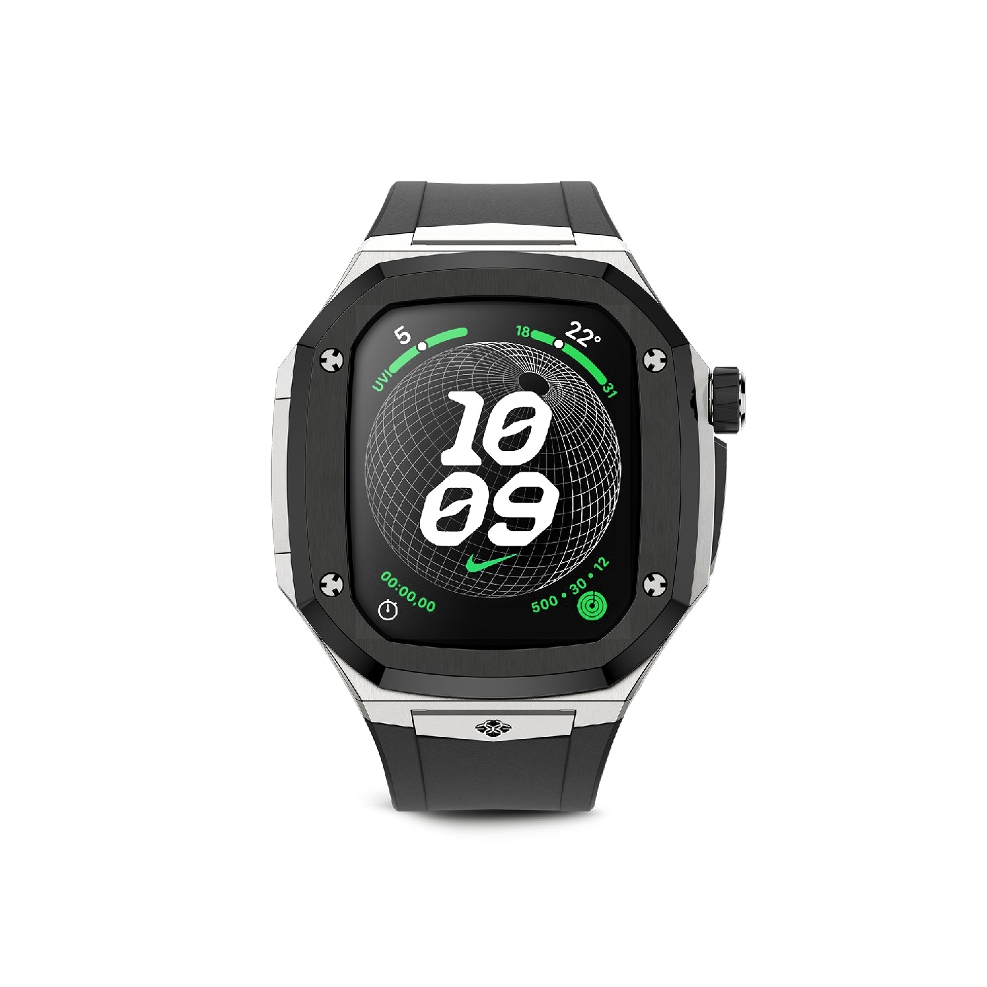 Apple Watch 7 - 9 表壳 - SPIII - 银色（黑色橡胶）