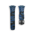 Load image into Gallery viewer, Blue and black camouflage-patterned watch strap 

