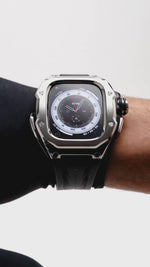 Load and play video in Gallery viewer, Apple Watch Ultra Case - RST49 - Silver Steel (Black Rubber)
