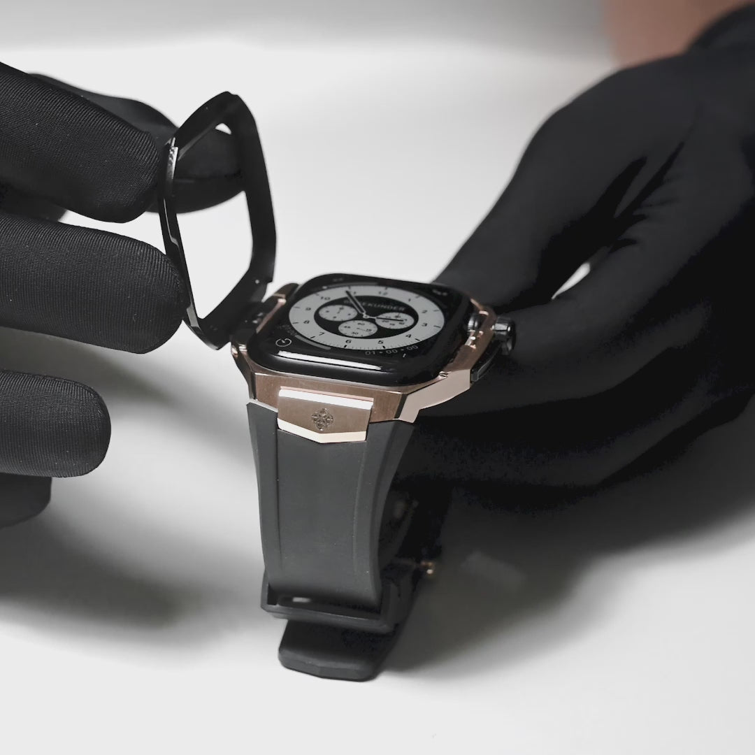 Apple Watch 7 - 9 錶殼 - SPIII - 玫瑰金（黑色橡膠）