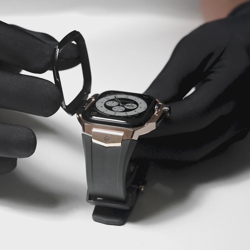 Apple Watch 7 - 9 Case - SPIII45 - Rose Gold (Black Rubber) – LUX