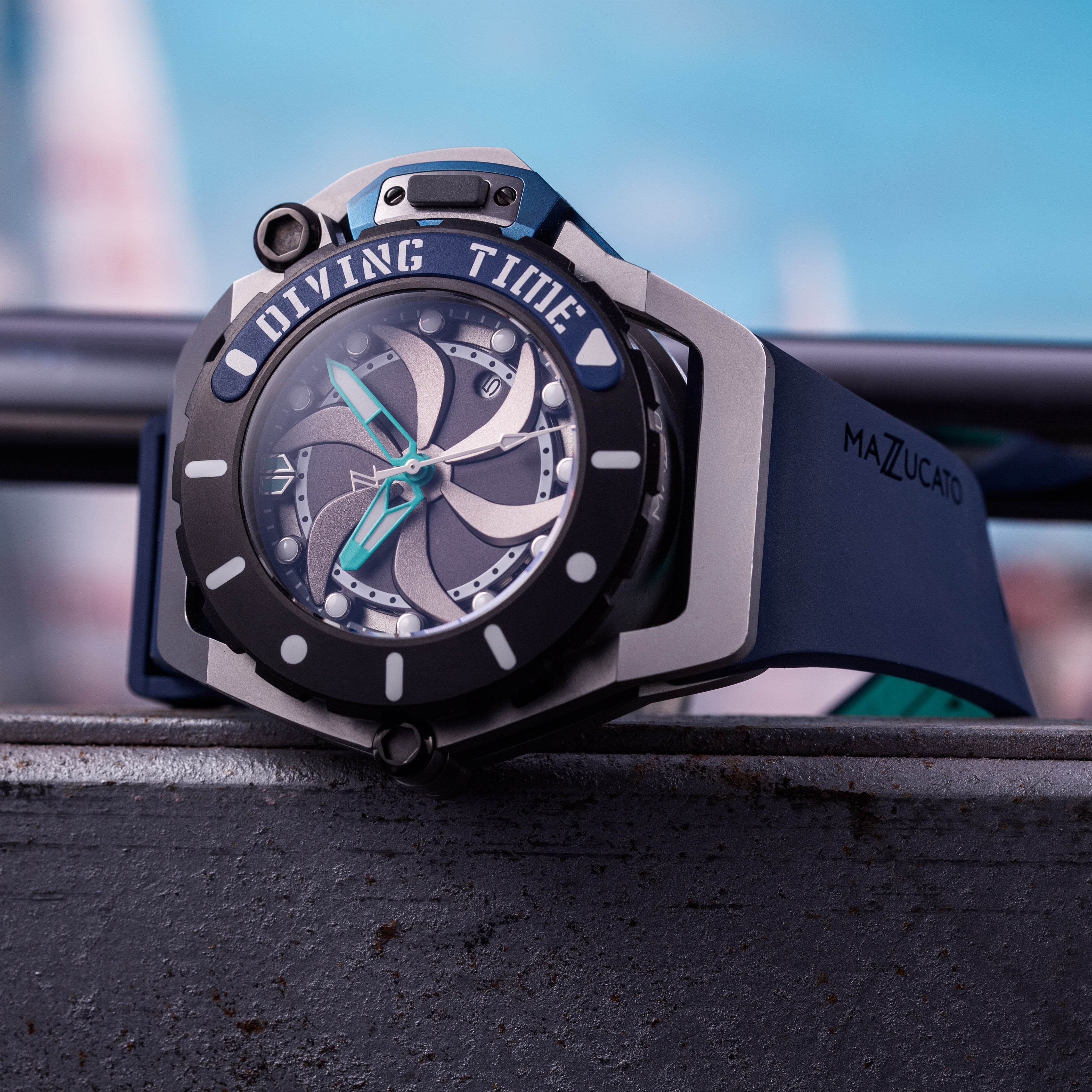 Mazzucato - RIM SCUBA AUTOMATIC WATCH Ø48MM - BLUE GREEN SUB03-BL3255