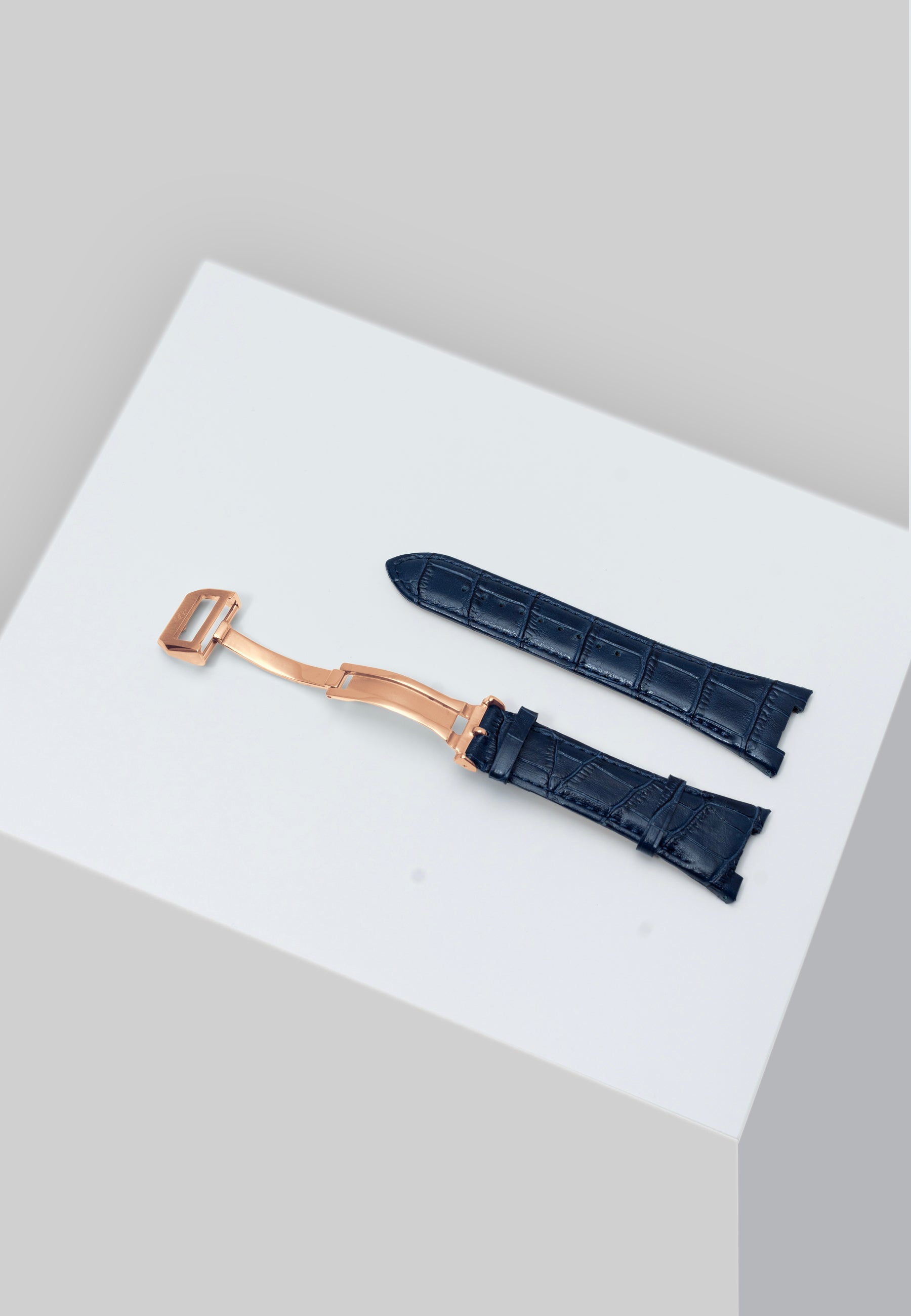Golden Concept - Watch Straps - Leather - Rose gold buckle (Blue Leather)