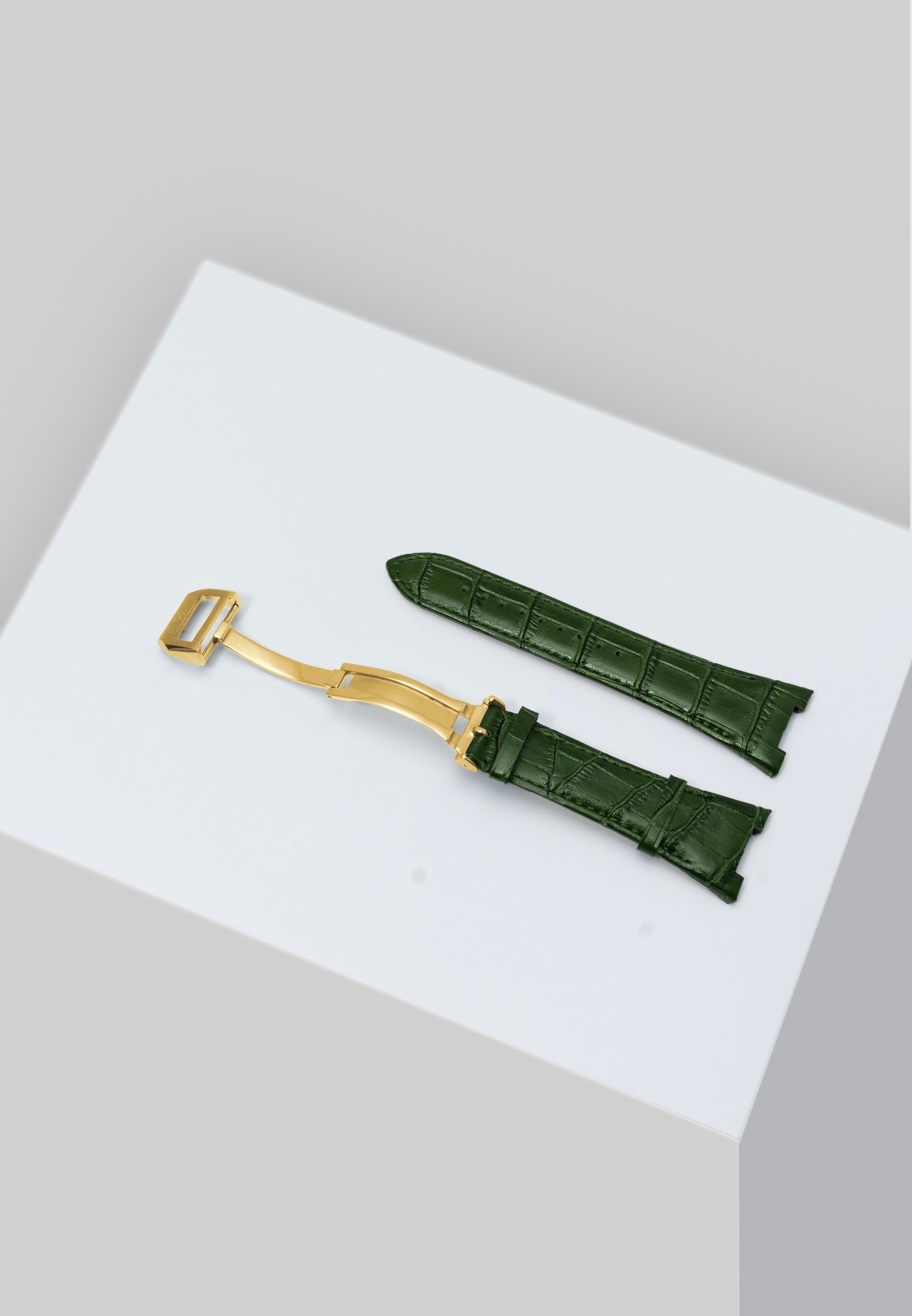 金色概念 - 錶帶 - 皮革 - 金扣（綠色皮革）