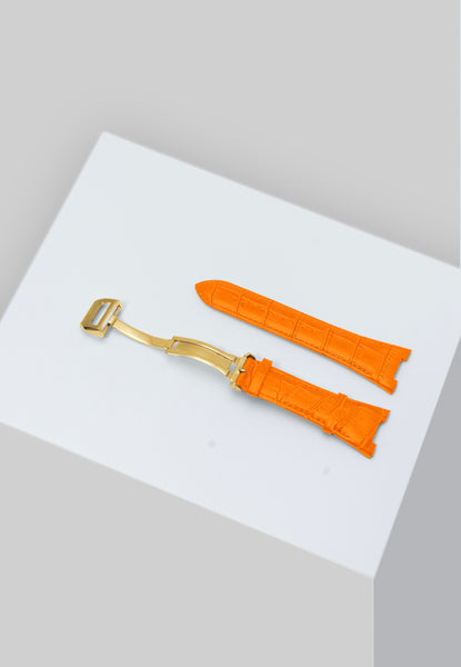 金色概念 - 錶帶 - 皮革 - 金扣（橙色皮革）