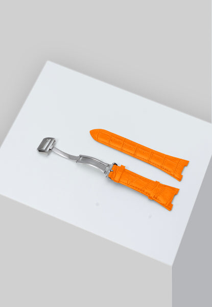 Golden Concept - Watch Straps - Leather - Silver buckle (Orange Leather)