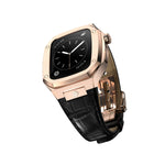Load image into Gallery viewer, Apple Watch 7 - 9 Case - CL - Rose Gold (Black Leather)
