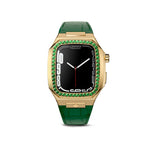 将图片加载到图库查看器，Apple Watch 7 - 9 表壳 - CLD - 金色（绿色皮革）
