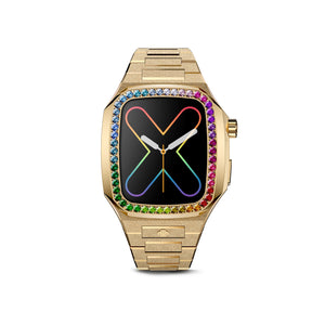 Apple Watch 7 - 9 Case - EVF - RAINBOW Frosted (Gold Steel)