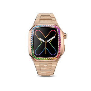Apple Watch 7 - 9 Case - EVF - RAINBOW Frosted (Rose Gold Steel)