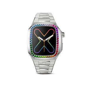 Apple Watch 7 - 9 Case - EVF - RAINBOW Frosted (Silver Steel)